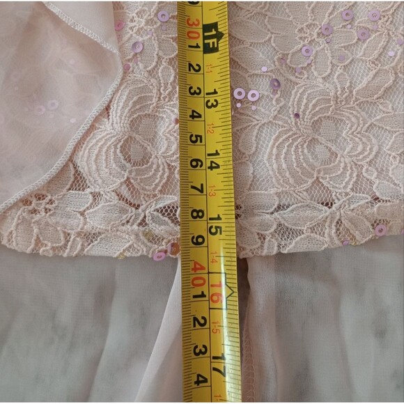 Knitworks Hi Low Halter Top Sleeveless Sequin Peach Color Dress Size 12 - Picture 13 of 13